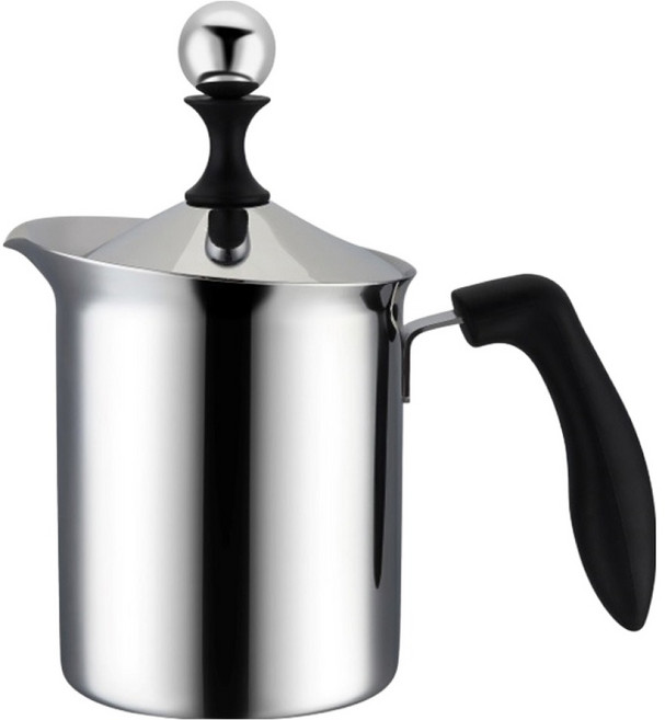 Pearl Horse 寶馬 玻璃蓋雙層奶泡器 400ml, TA-S-400-D, 銀色