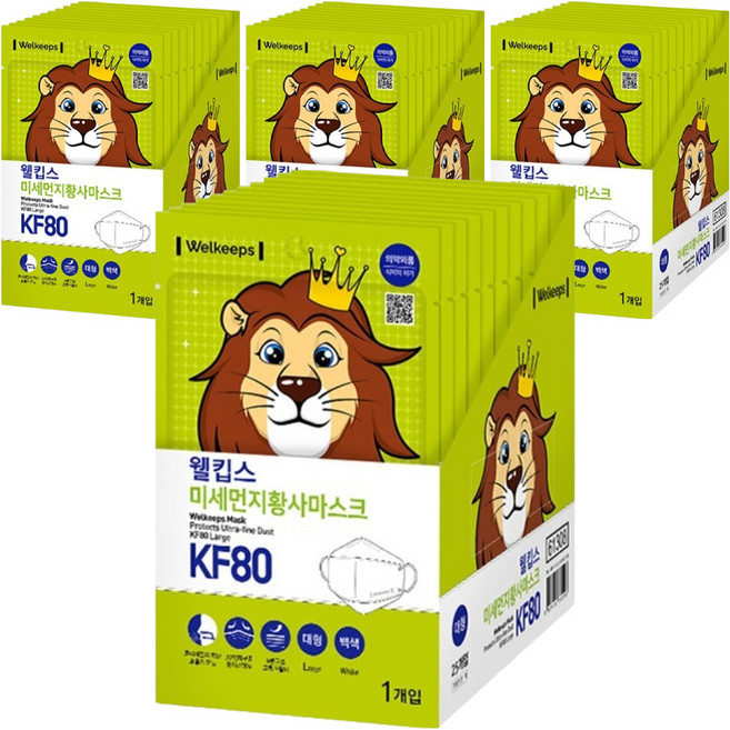 웰킵스 미세먼지황사마스크 KF80대형, 1개입, 100개
