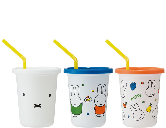Skater miffy 塑膠吸管杯 3件, 320ml, 1組