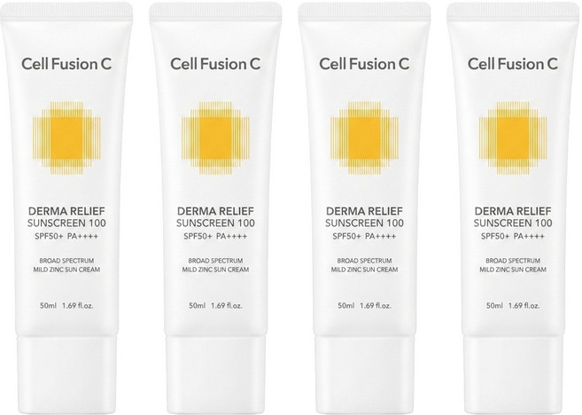 Cell Fusion C 秀膚生 台灣公司貨 舒敏保濕物理防曬霜 SPF50+ PA++++, 4個, 50ml