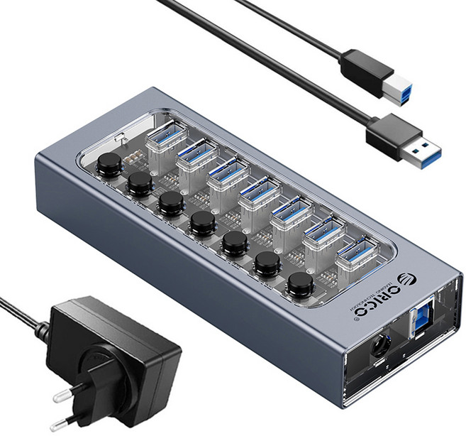 오리코 AT2U3-7AB 7포트 유전원 USB허브, 1개