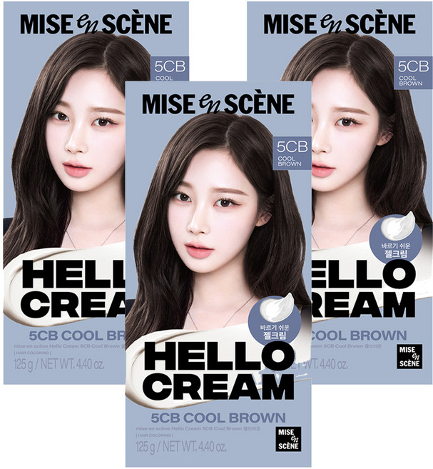 미쟝센 뉴 헬로크림 염색제, 쿨브라운, 3개