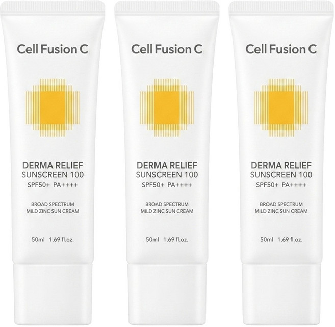 Cell Fusion C 秀膚生 台灣公司貨 舒敏保濕物理防曬霜 SPF50+ PA++++, 3個, 50ml