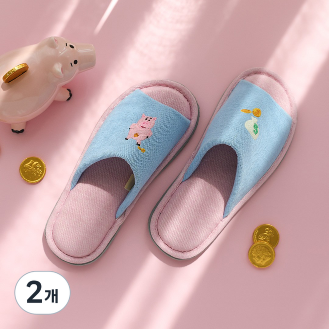 오리고 디즈니 오픈형 자수 실내화, 햄, 2개