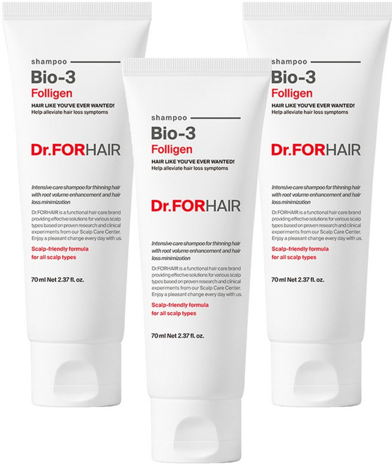 Dr.FORHAIR Bio-3強健髮根洗髮精, 3個, 70ml