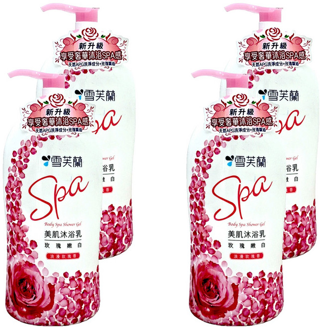 雪芙蘭 美肌SPA沐浴乳 玫瑰, 1kg, 4瓶