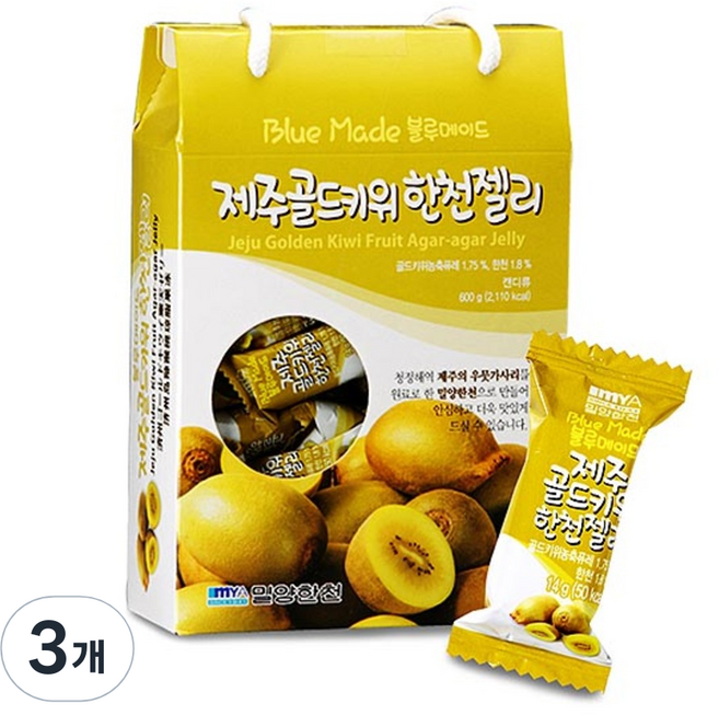 밀양한천 제주골드키위 한천젤리, 600g, 3개