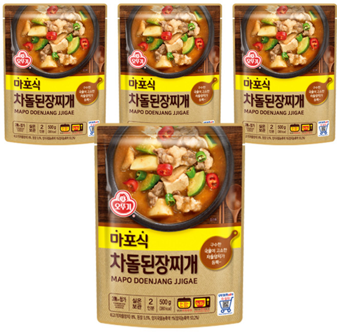 오뚜기 마포식 차돌된장찌개, 500g, 4개