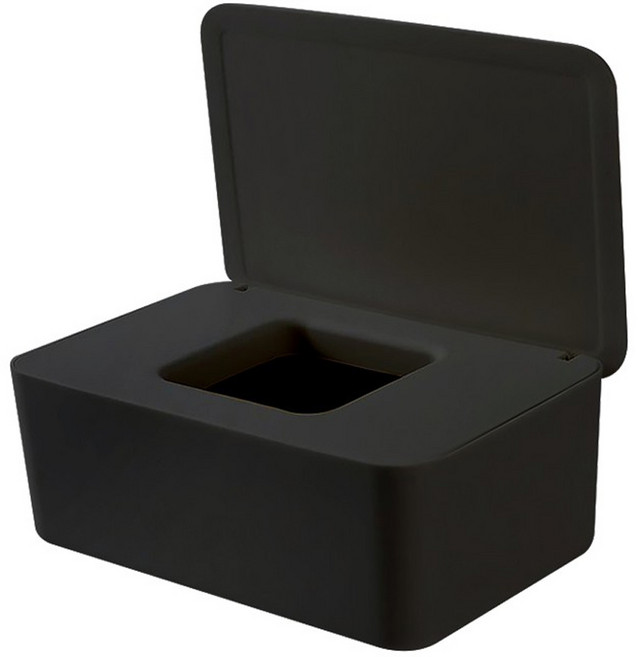 加大密封口罩紙巾加大收納盒 21 x 12 x 10cm, 極簡黑, 1個