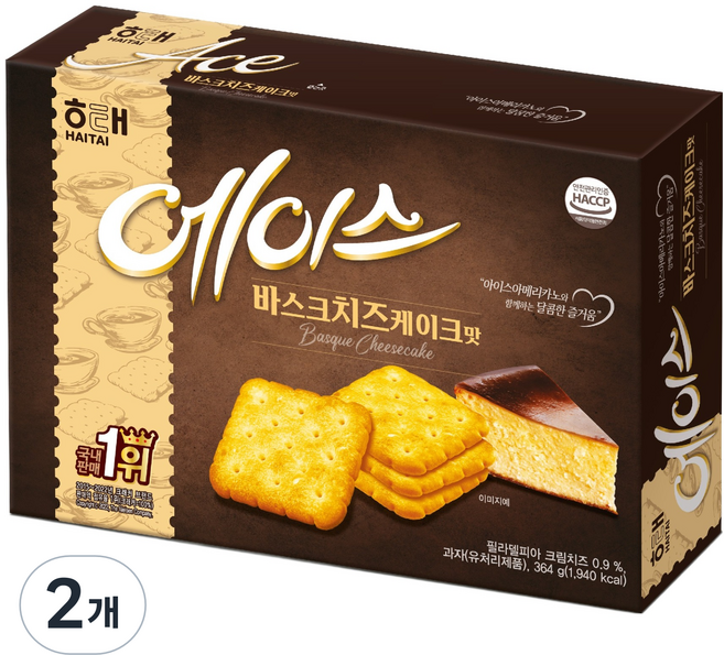 해태에이스 바스크치즈케이크맛, 364g, 2개