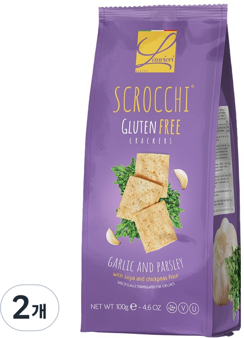 Laurieri master bakers Sgroccoli 無麩質大蒜歐芹脆餅, 100g, 2個