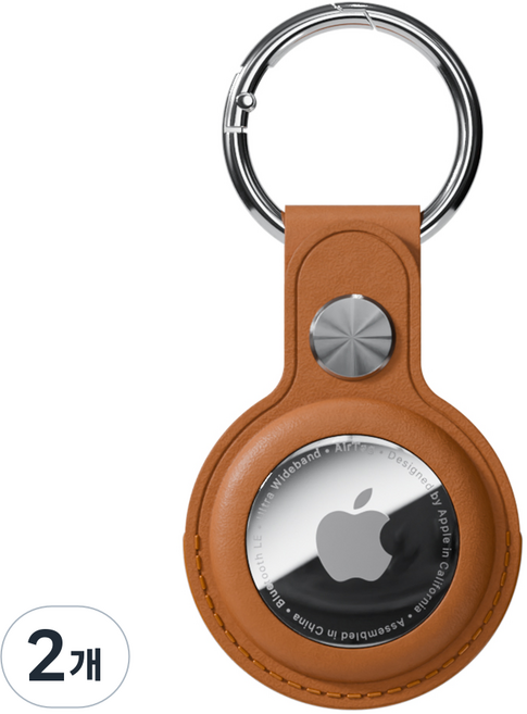 신지모루 에어태그 모던 레더 프레임 가죽 케이스, 브라운, 2개