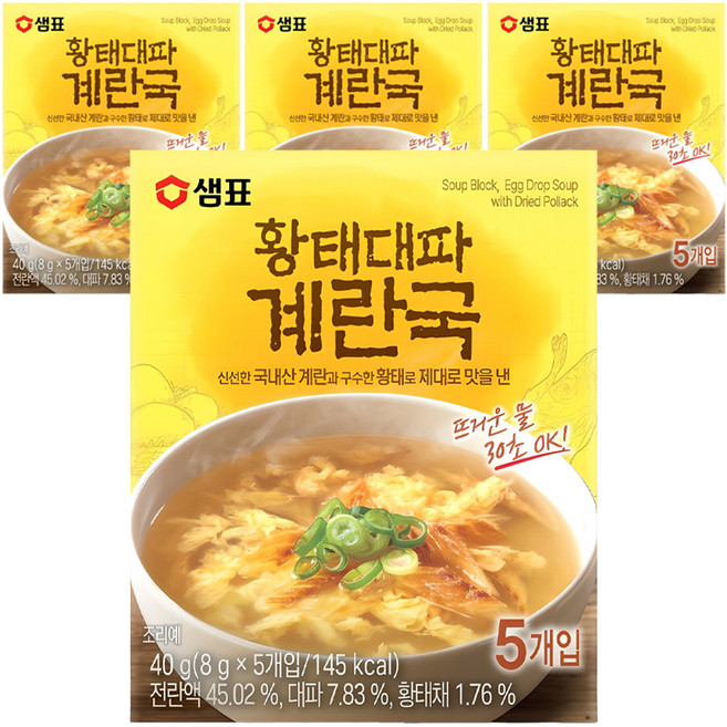 샘표 황태대파 계란국 5개입, 40g, 4개