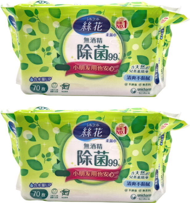 Silcot 絲花 無酒精除菌99%濕巾 天然植物萃取 清潔不黏膩 小朋友也安心, 1入, 2包