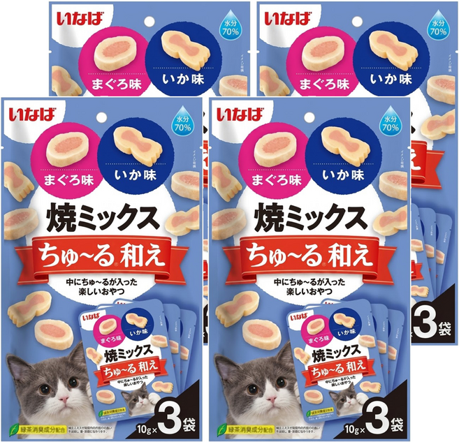 INABA 啾嚕肉泥夾心餅 TSC-181, 鮪魚 + 魷魚, 10g, 12個
