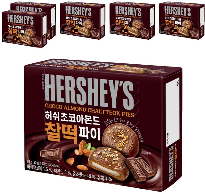 허쉬 초코아몬드 찰떡 파이, 88g, 6개