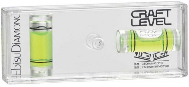 EBISU 水晶薄型水平尺 ED-CRA 2泡 尺寸12x30x75mm 本體透明/氣泡綠色 無磁水平尺, 1個