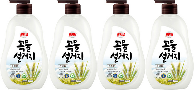 트리오 곡물설거지 우리밀 주방세제, 750ml, 4개