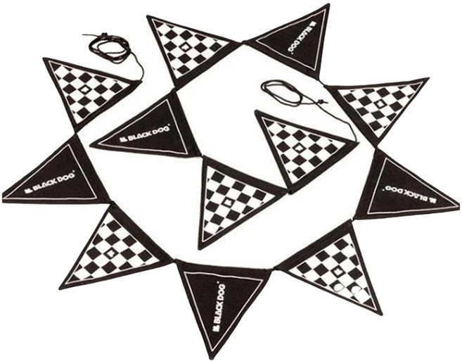 BLACK DOG 黑狗 12面黑白格掛旗 bd-qz002, 黑和白