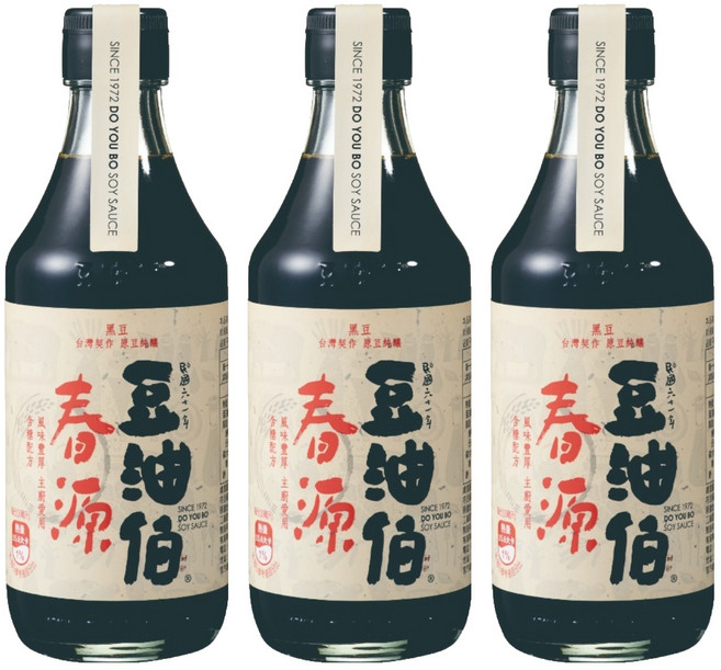 豆油伯 春源釀造醬油, 300ml, 3瓶