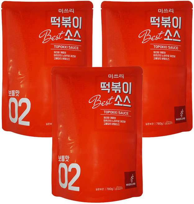 미쓰리 떡볶이소스 02 보통맛, 780g, 3개