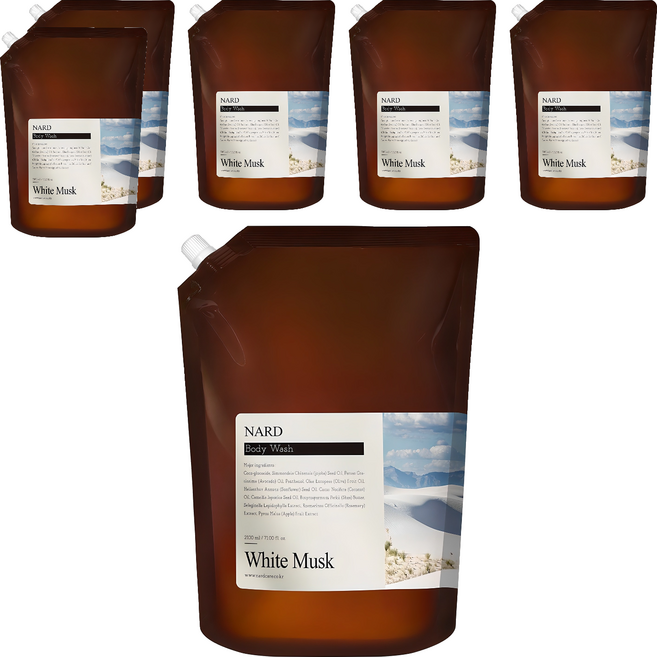 나드 리프레쉬 퍼퓸드 바디워시 화이트머스크향 리필, 2.1L, 6개