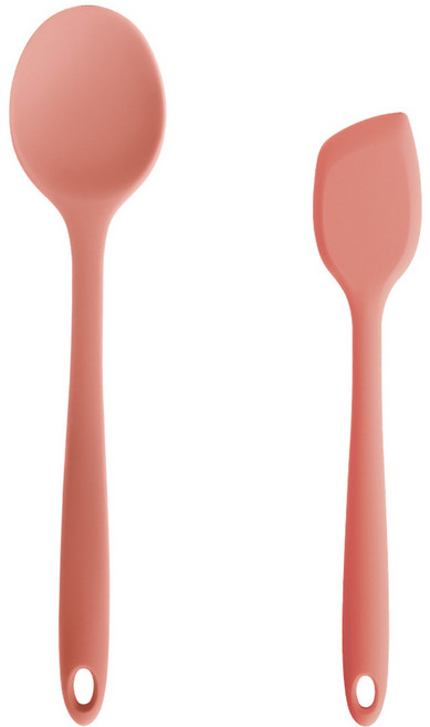 퍼기 실리콘 이유식 조리도구 2종 멀티스푼+스파출라 소 세트, 인디핑크, 1세트