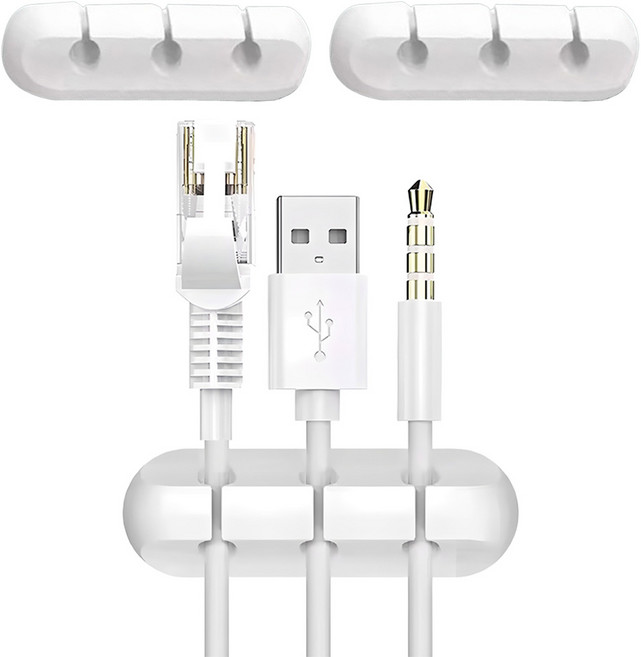 엔더 USB 충전 케이블 선정리 홀더 클립 3구, 1개, 화이트