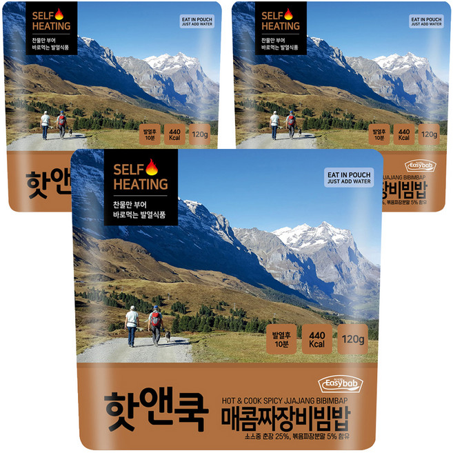 이지밥 핫앤쿡 매콤 짜장 비빔밥, 120g, 3개