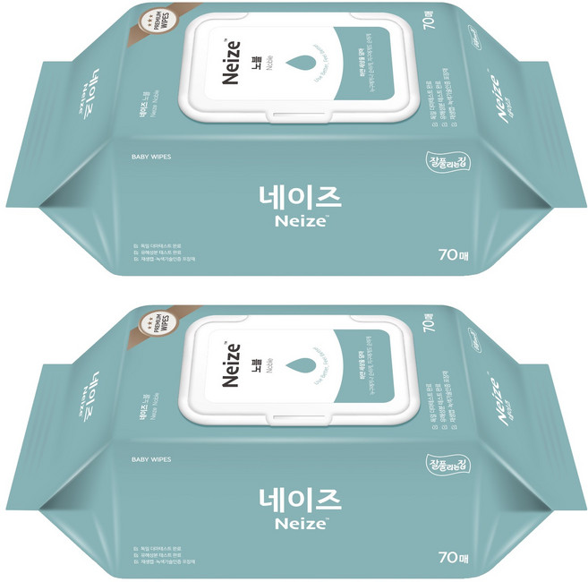 네이즈 노블 물티슈 캡형, 70매, 2팩