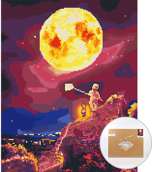 아트조이 DIY 보석 십자수 캔버스형 50 x 40 cm, 달따는꼬마, 1세트