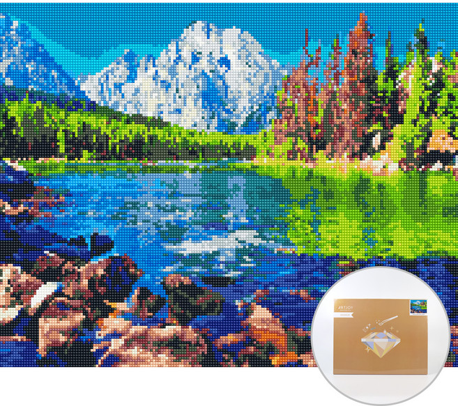 아트조이 DIY 보석 십자수 캔버스형 50 x 40 cm, 생명의호수, 1세트