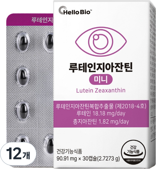 헬로바이오 루테인 지아잔틴 미니 2.7273g, 30정, 12개