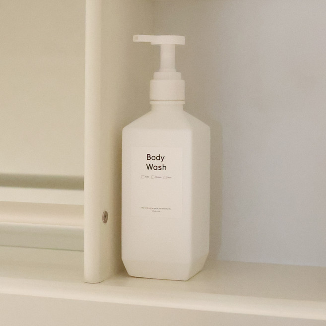 뉴앤룩 폴리 소분 용기 일반형 600ml + 바디워시 스티커, 1개, 화이트