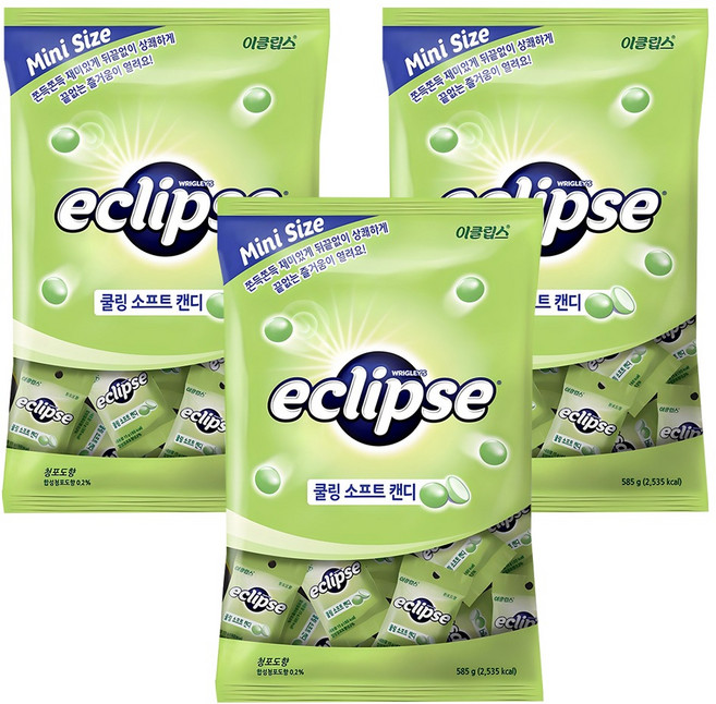 이클립스 쿨링 소프트 캔디 청포도향, 585g, 3개