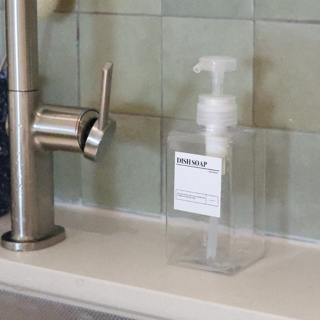 사각 디스펜서 일반형 450ml + 방수 라벨스티커 디디솝 A타입, 1세트, 투명