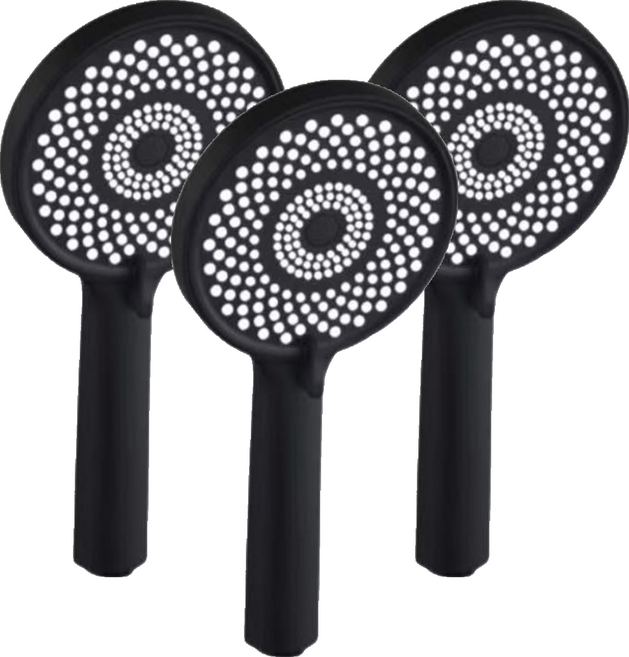 【德利生活】三檔增壓淋浴蓮蓬頭 黑色, 3入