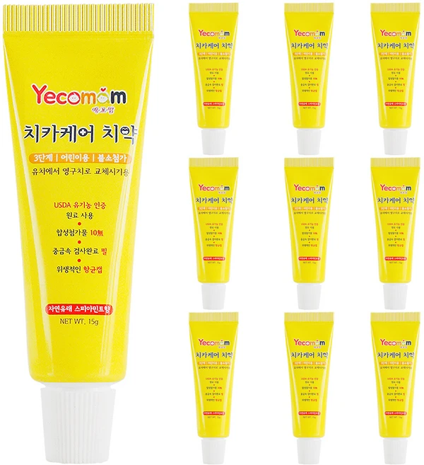 예꼬맘 치카케어 3단계 주니어용 불소 소형 치약, 10개 - 쿠팡