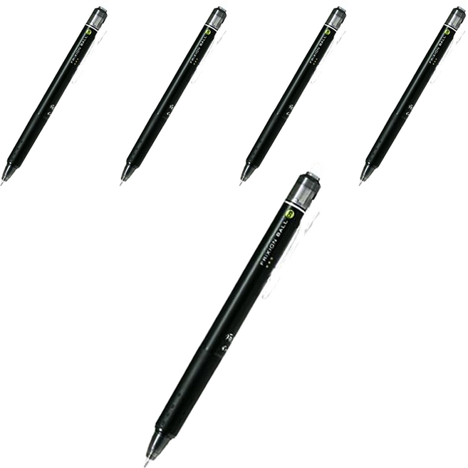 프릭션 노크식 중성펜 0.5mm, 블랙, 5개