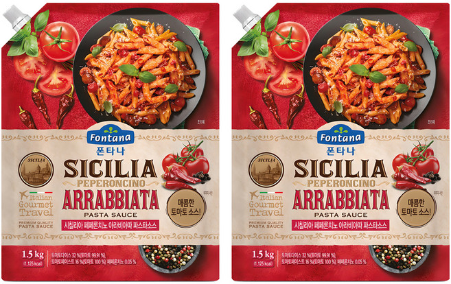 Sempio 膳府 Fontana 西西里香辣阿拉比亞塔義大利麵番茄醬, 2個, 1.5kg