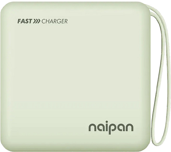naipan 自帶雙線快充行動電源 10000mAh Lightning + Type-C, PGO-054, 綠色