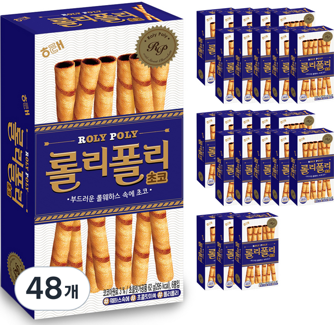 해태제과 롤리폴리 초코, 62g, 48개