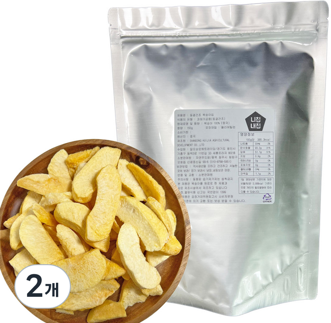 동결건조 달콤하고 바삭한 말린 복숭아, 150g, 2개