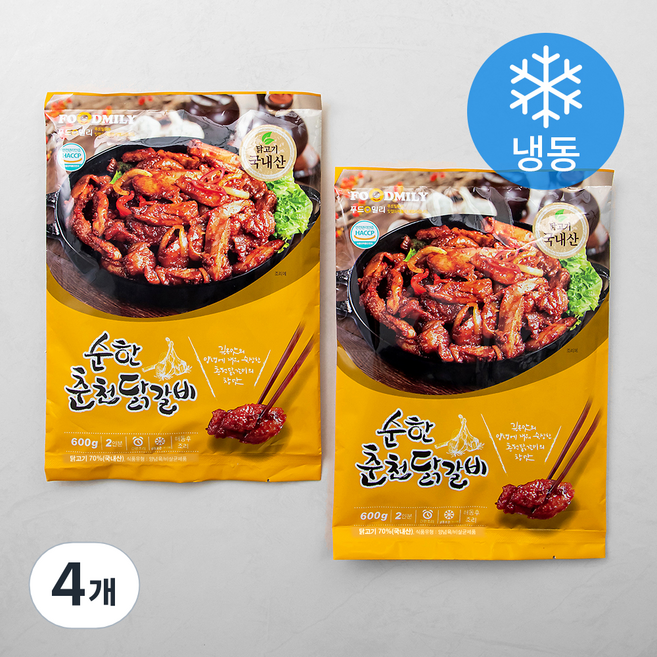 푸드밀리 순한 춘천닭갈비 (냉동), 600g, 4개