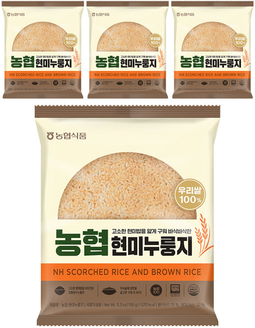 밥심 현미누룽지, 150g, 4개
