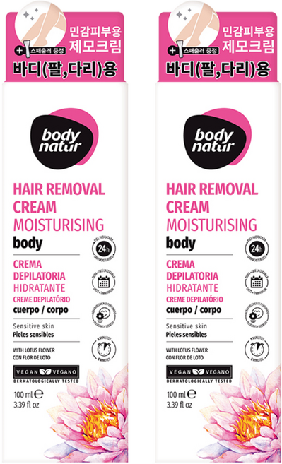 바디네이처 모이스처라이징 바디 센시티브 스킨 위드 로터스 플라워 제모크림 팔/다리용, 100ml, 2개