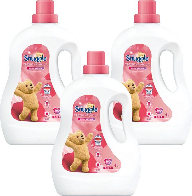 스너글 초고농축 섬유유연제 블루밍 부케 본품, 4L, 3개
