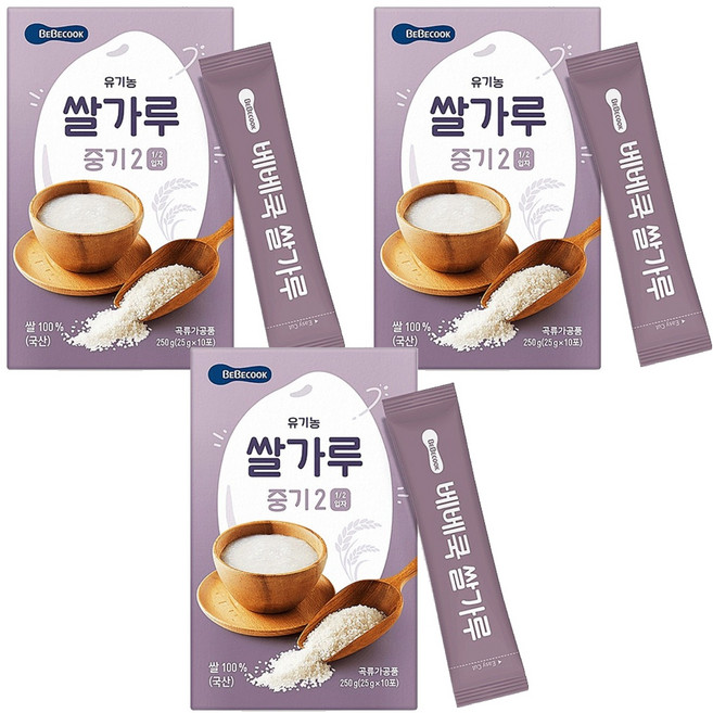 베베쿡 쌀가루 이유식 중기2, 250g, 3개