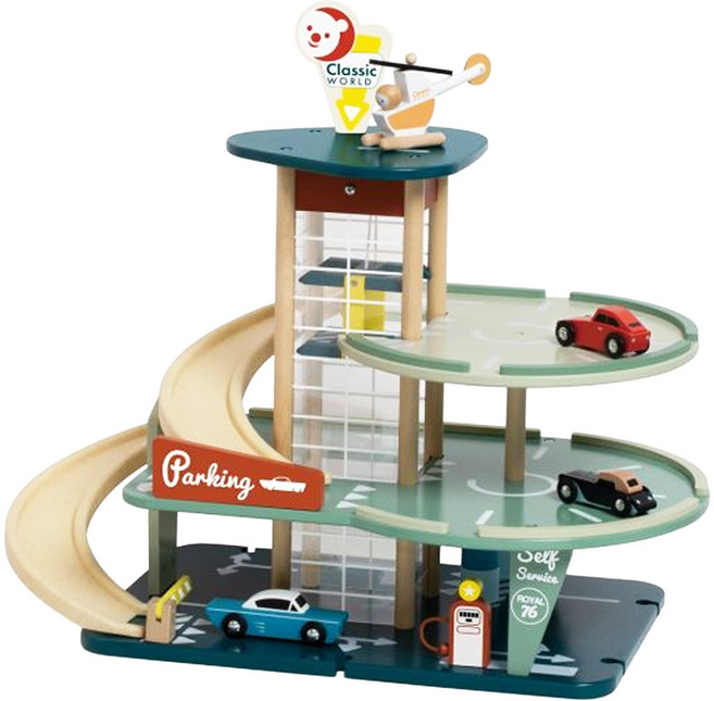 Classic WORLD 客來喜 經典木玩 復古停車場 50614, 復古停車場 混色, 1組