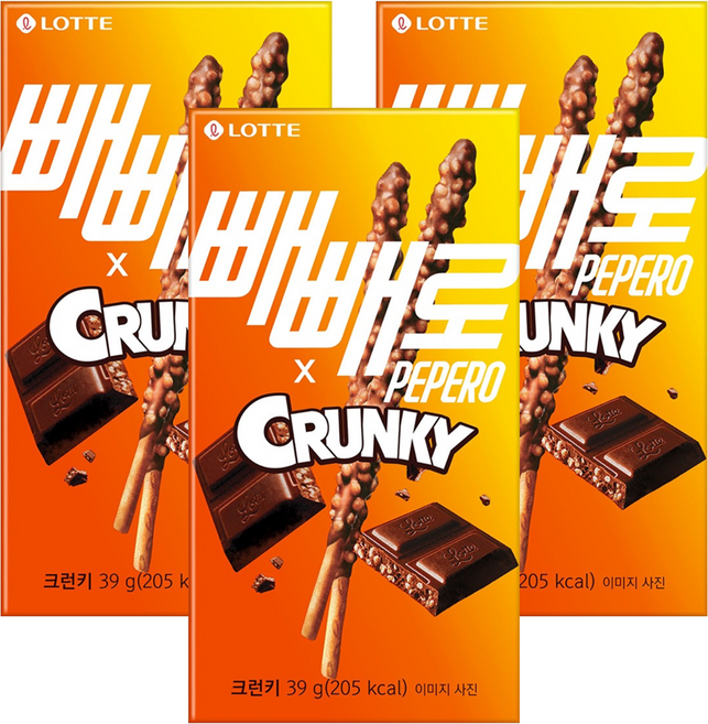 빼빼로 크런키, 39g, 3개